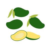 bundel van vers groen mango. vlak illustratie geïsoleerd Aan wit achtergrond. vector