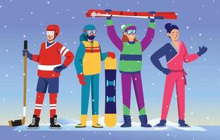 olympische sporten winter karakters vector