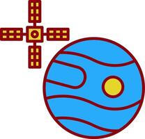 Uranus met satelliet lijn twee kleur icoon vector