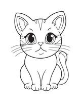 schattig kat kleur Pagina's, kat illustratie, mooi kat zwart en wit vector