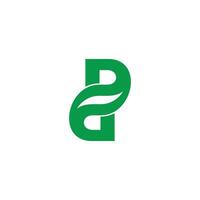 brief dp gekoppeld groen blad curves logo vector