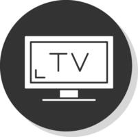 TV glyph grijs cirkel icoon vector