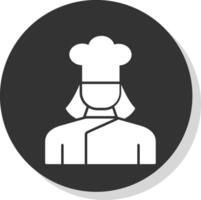 dame chef glyph grijs cirkel icoon vector