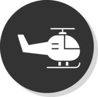 helikopter glyph grijs cirkel icoon vector