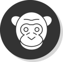 gorilla glyph grijs cirkel icoon vector