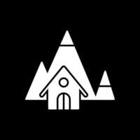 berg huis glyph omgekeerd icoon vector