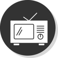 televisie glyph grijs cirkel icoon vector