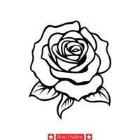 stoutmoedig roos schets opvallend bloem silhouet voor uitspraak sieraden, accessoires, en kunst prints vector