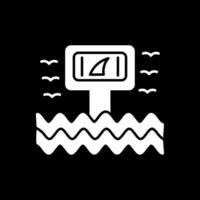 waarschuwingsbord glyph omgekeerd pictogram vector