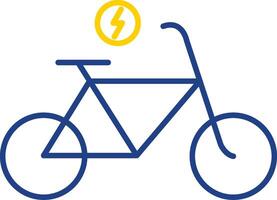 elektrisch fiets lijn twee kleur icoon vector