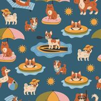 zomer strand hond naadloos patroon vector