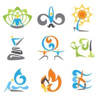 Yoga-emblemen instellen vector