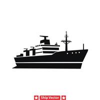 marine- trots onderscheiden schip silhouetten eerbiedigen de moed en offer van maritiem heroes vector