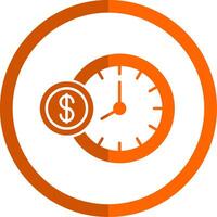 tijd is geld glyph oranje cirkel icoon vector