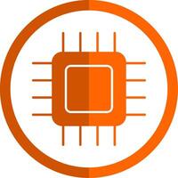 CPU glyph oranje cirkel icoon vector