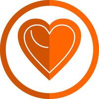 hart glyph oranje cirkel icoon vector