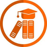 diploma uitreiking hoed glyph oranje cirkel icoon vector