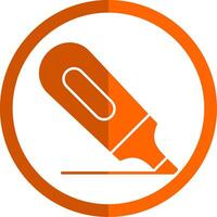 markeerstift glyph oranje cirkel icoon vector