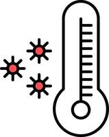 thermometer gevulde voor de helft besnoeiing icoon vector