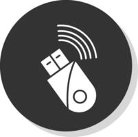 USB modem glyph grijs cirkel icoon vector