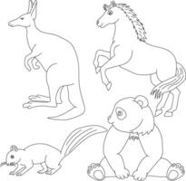 schets dieren clip art set. tekenfilm wild dieren clip art reeks voor geliefden van dieren in het wild vector