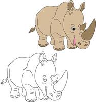 neushoorn clip art set. tekenfilm wild dieren clip art reeks voor geliefden van dieren in het wild vector