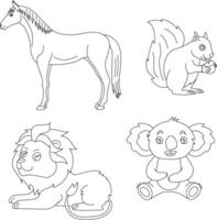 schets dieren clip art set. tekenfilm wild dieren clip art reeks voor geliefden van dieren in het wild vector