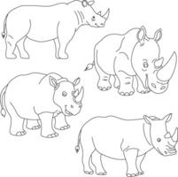 neushoorn clip art set. tekenfilm wild dieren clip art reeks voor geliefden van dieren in het wild vector