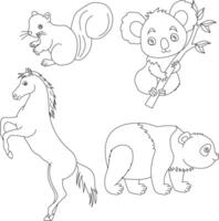 schets dieren clip art set. tekenfilm wild dieren clip art reeks voor geliefden van dieren in het wild vector