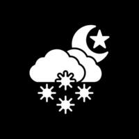 nacht sneeuw glyph omgekeerd icoon vector