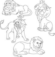 leeuw clip art set. tekenfilm wild dieren clip art reeks voor geliefden van dieren in het wild vector