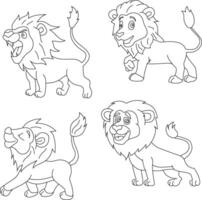 leeuw clip art set. tekenfilm wild dieren clip art reeks voor geliefden van dieren in het wild vector