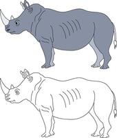 neushoorn clip art set. tekenfilm wild dieren clip art reeks voor geliefden van dieren in het wild vector