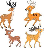 hert clip art set. tekenfilm wild dieren clip art reeks voor geliefden van dieren in het wild vector