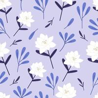 bloemen naadloos patroon in blauw kleur vector