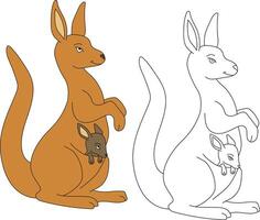 kangoeroe clip art set. tekenfilm wild dieren clip art reeks voor geliefden van dieren in het wild vector