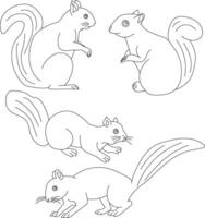 eekhoorn clip art set. tekenfilm wild dieren clip art reeks voor geliefden van dieren in het wild vector