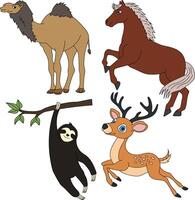 kleurrijk dieren clip art set. tekenfilm wild dieren clip art reeks voor geliefden van dieren in het wild vector