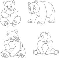 panda clip art set. tekenfilm wild dieren clip art reeks voor geliefden van dieren in het wild vector