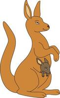 kleurrijk kangoeroe clip art. tekening dieren clip art. tekenfilm wild dieren clip art voor geliefden van dieren in het wild vector