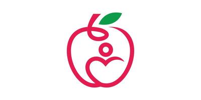 appel en menselijk logo ontwerp, voeding, Gezondheid, vers, liefde, gezond leven, logo ontwerp sjabloon, symbool, icoon, , creatief idee. vector
