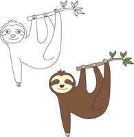 luiaard clip art set. tekenfilm wild dieren clip art reeks voor geliefden van dieren in het wild vector