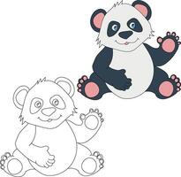 panda clip art set. tekenfilm wild dieren clip art reeks voor geliefden van dieren in het wild vector