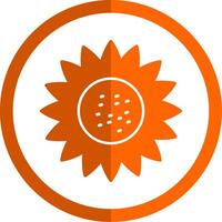 zonnebloem glyph oranje cirkel icoon vector