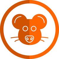 muis glyph oranje cirkel icoon vector