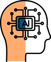 kunstmatig intelligentie- gevulde voor de helft besnoeiing icoon vector