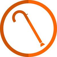wandelen stok glyph oranje cirkel icoon vector