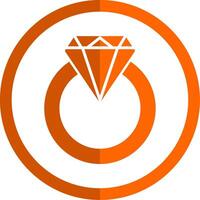 diamant ring glyph oranje cirkel icoon vector