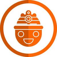 helm glyph oranje cirkel icoon vector