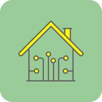 slim huis gevulde geel icoon vector